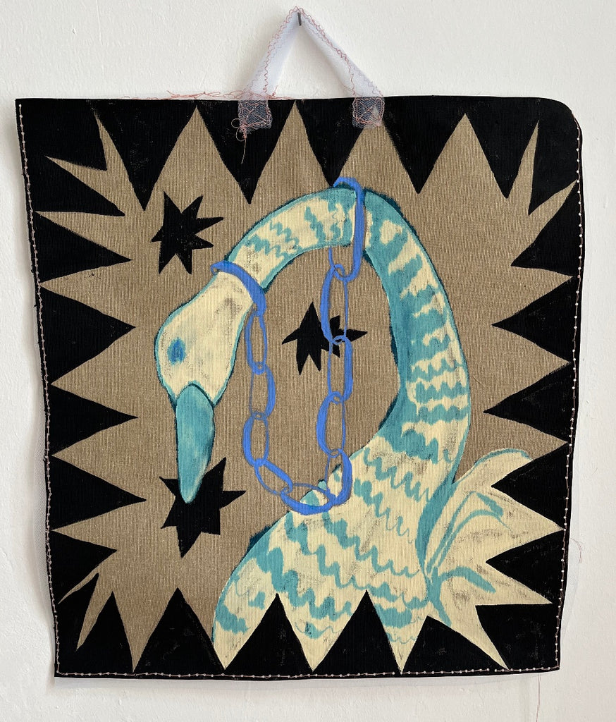 Blaue Kette und ein Schwan | Wandtasche
