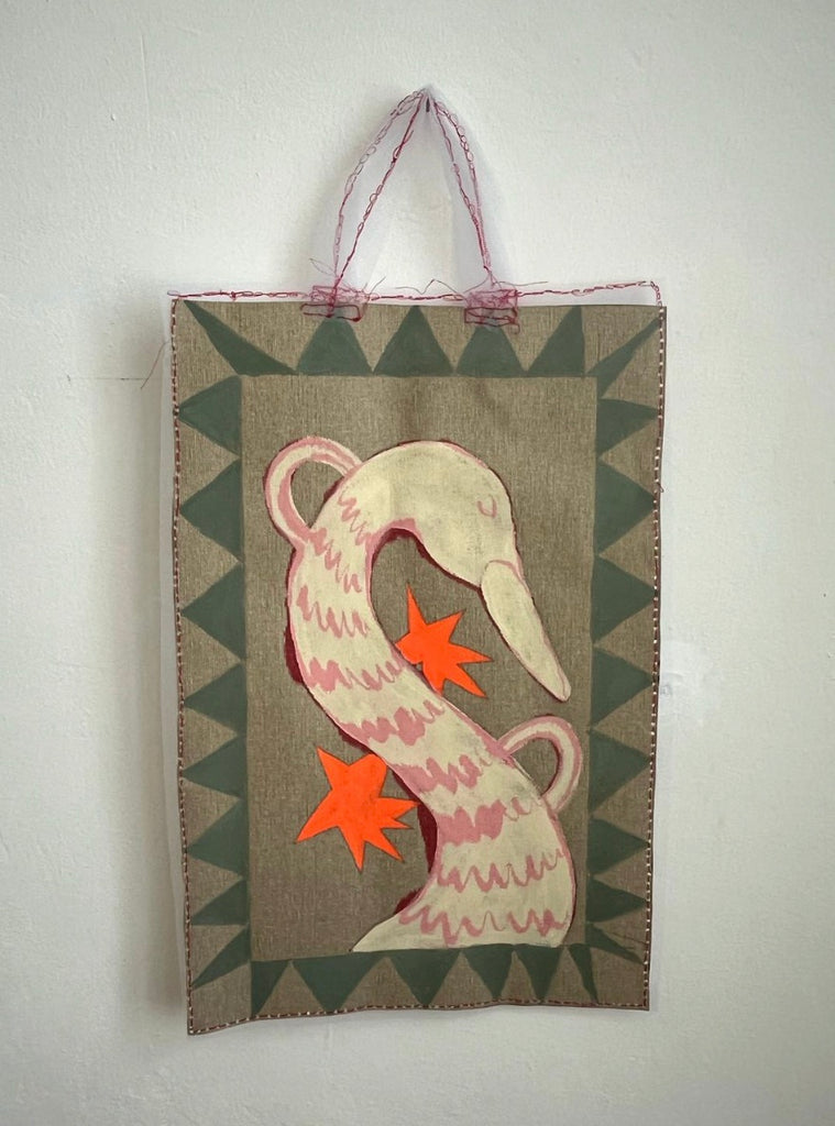 Schwan mit orangen Sternen | Wandtasche